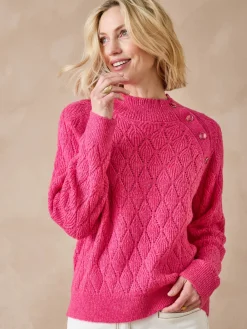 Pull maille fantaisie col montant