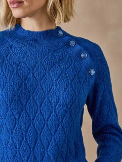 Pull maille fantaisie col montant