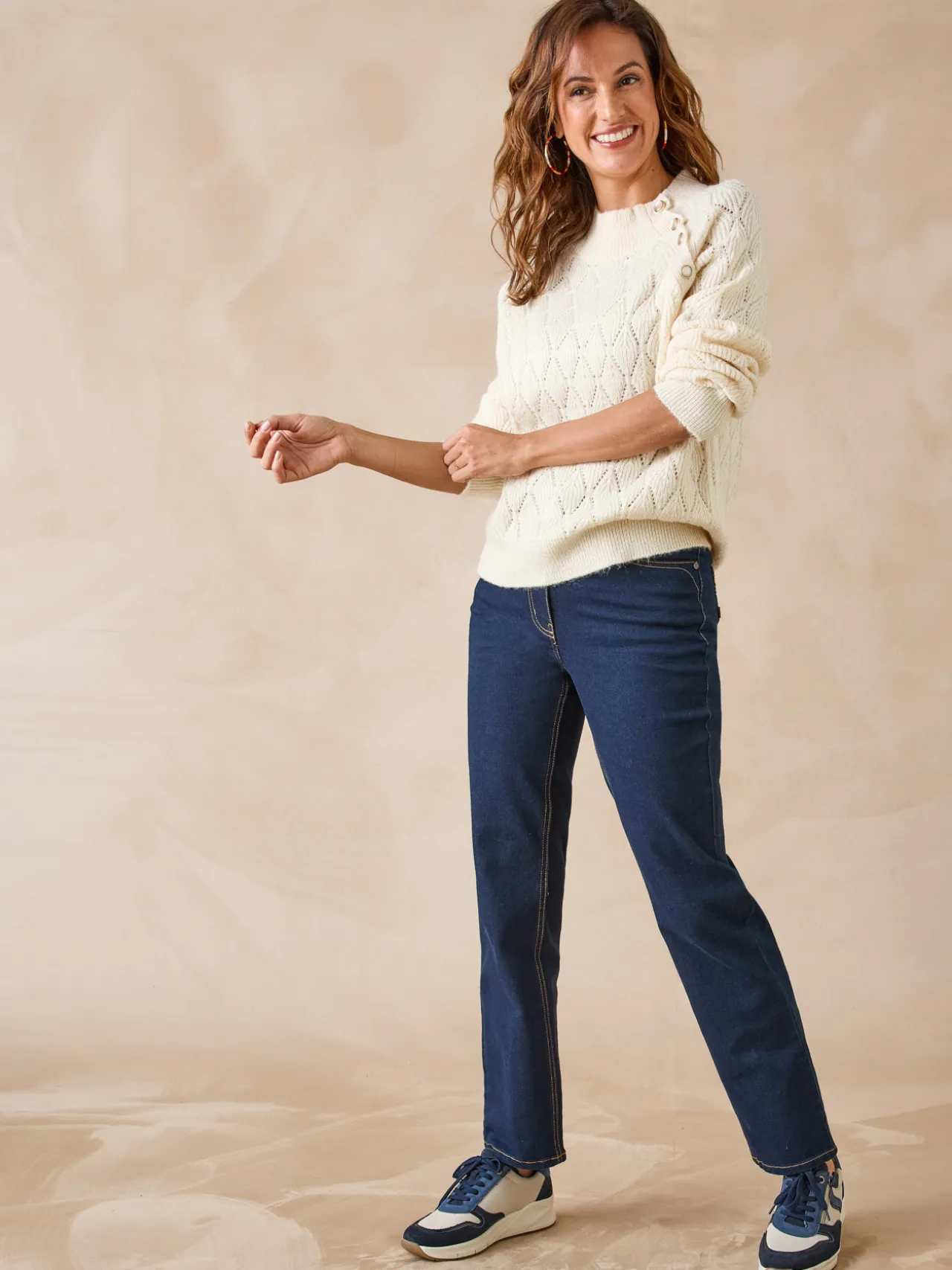 Pull maille fantaisie col montant