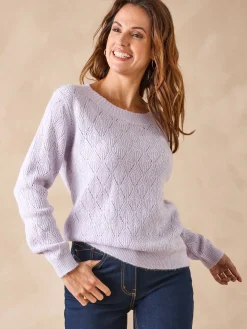 Pull maille fantaisie encolure ronde