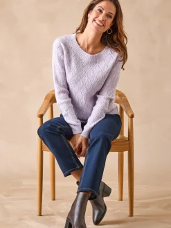 Pull maille fantaisie encolure ronde