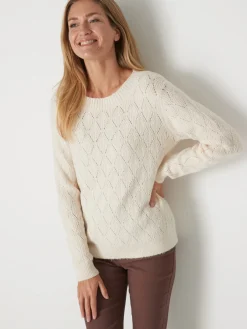 Pull maille fantaisie encolure ronde