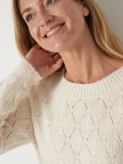 Pull maille fantaisie encolure ronde