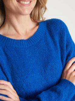 Pull maille fantaisie encolure ronde