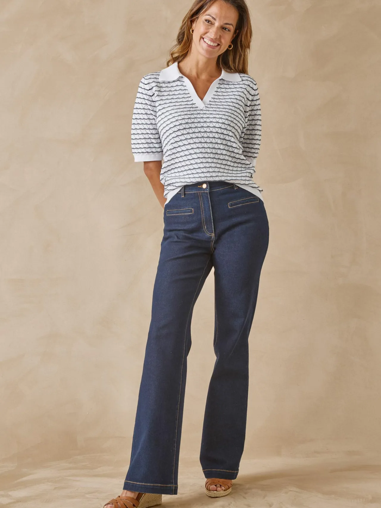 Pull maille fantaisie et jeux de rayures