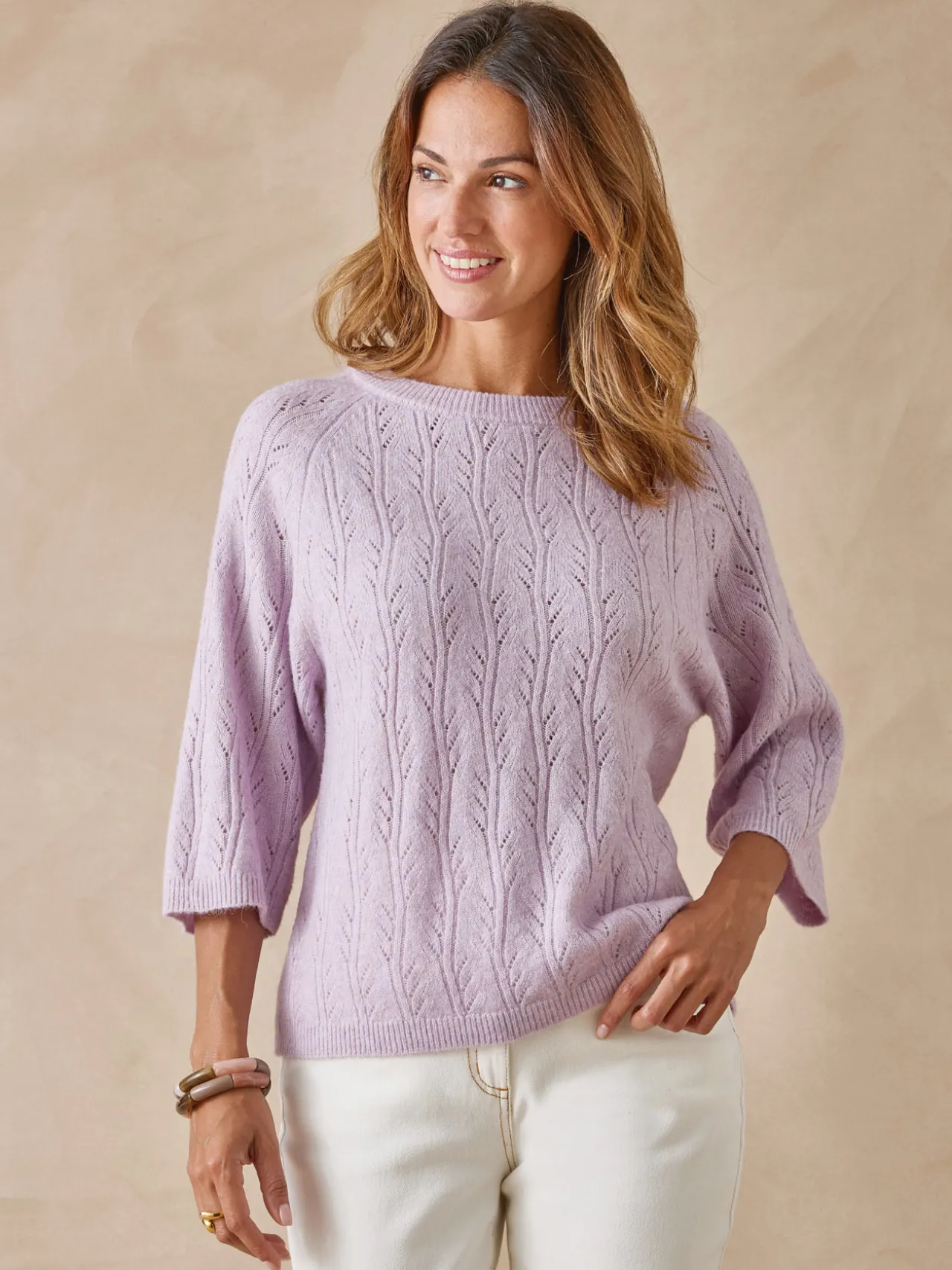 Pull manches au coude avec laine