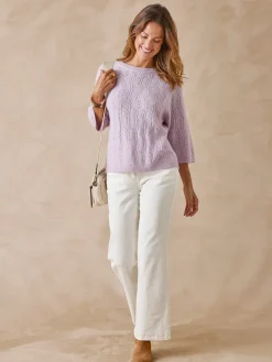 Pull manches au coude avec laine