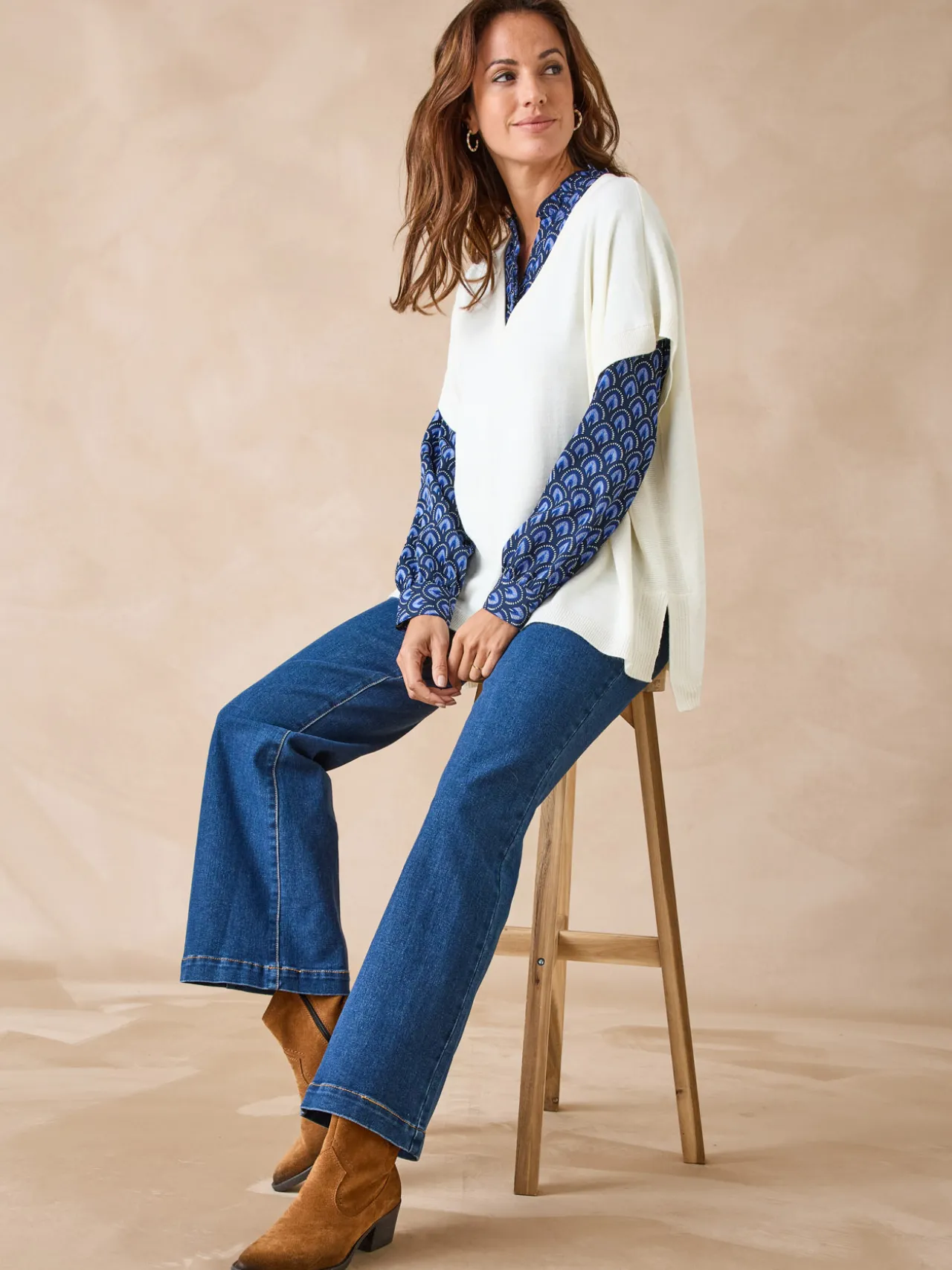 Pull manches courtes avec laine mérinos