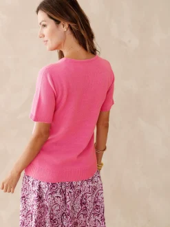 Pull manches courtes encolure ronde