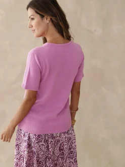 Pull manches courtes encolure ronde