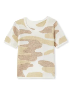 Pull manches courtes jacquard intarsia