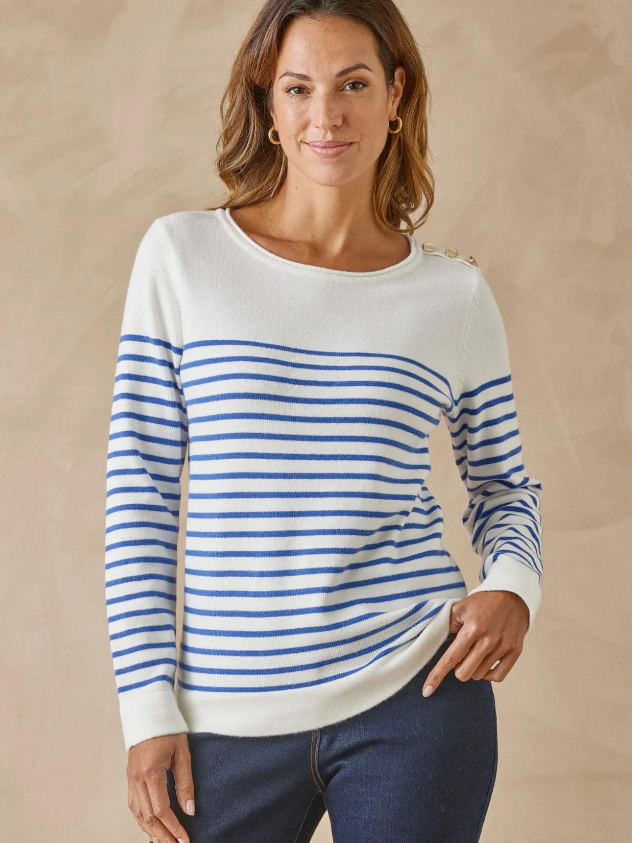 Pull marinière col rond