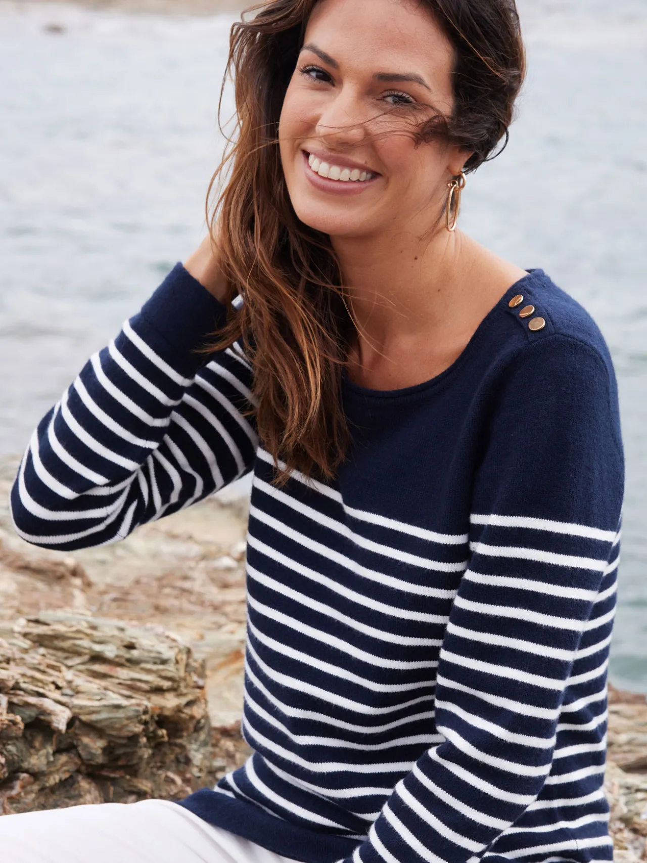 Pull marinière col rond