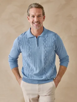 Pull polo jacquard zippé