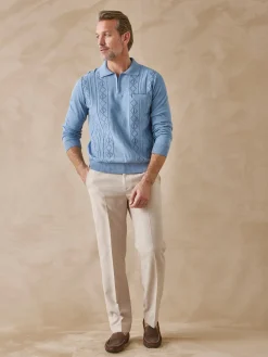 Pull polo jacquard zippé