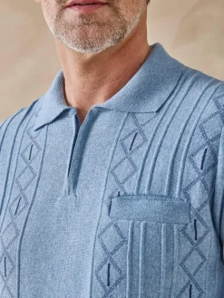 Pull polo jacquard zippé