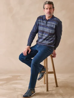 Pull polo zippé avec laine