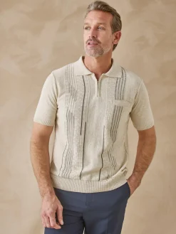 Pull polo zippé manches courtes