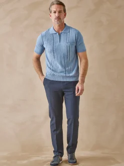 Pull polo zippé manches courtes