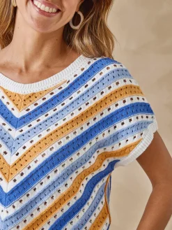 Pull rayé point fantaisie