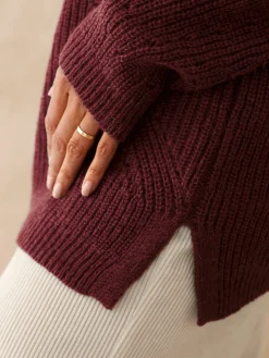 Pull tunique côtes perlées