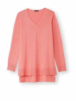 Pull tunique maille fine col V