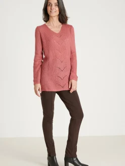 Pull-tunique côtes perlées