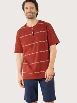 Pyjama court mercerisé col tunisien