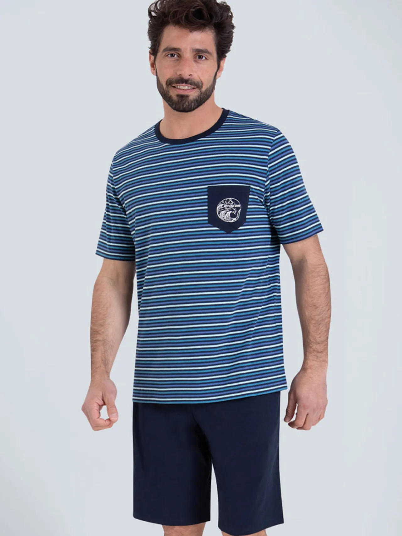 Pyjama court Rayures Waves homme