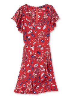 Robe à volants, manches courtes