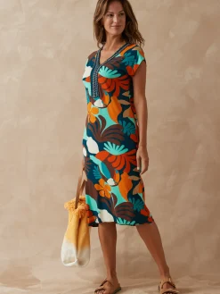 Robe en maille avec perles fantaisie