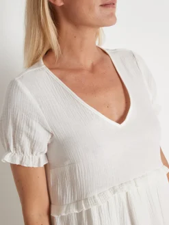 Robe en tissu effet gaufré pur coton