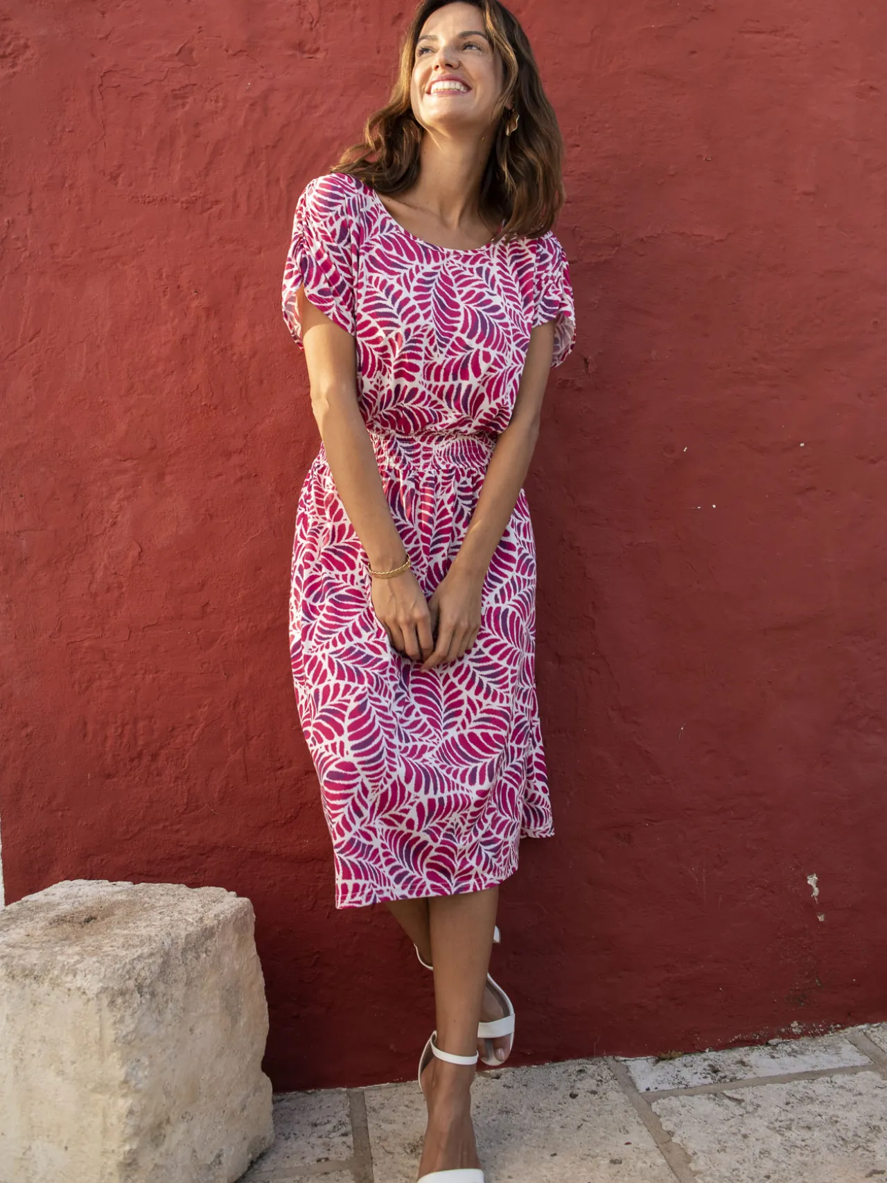 Robe encolure bateau en maille fluide