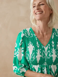 Robe longue à smocks