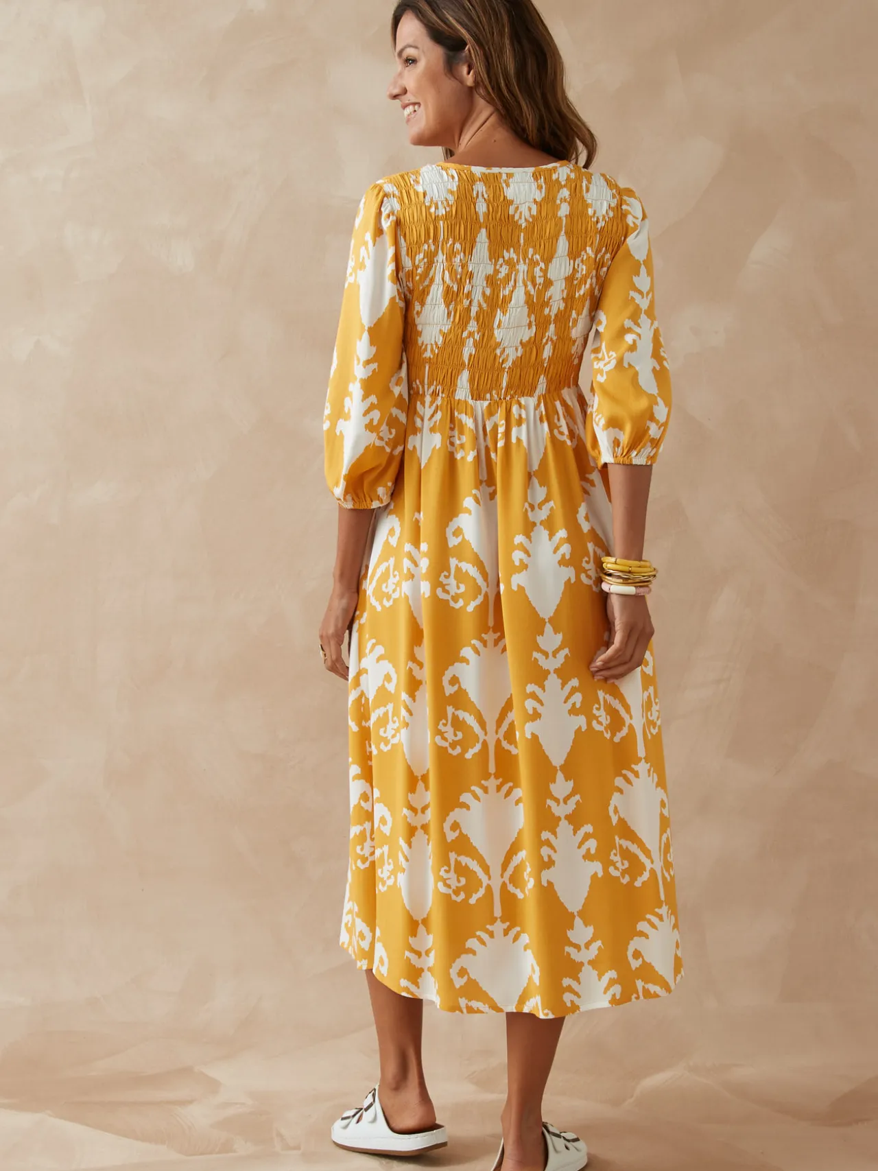 Robe longue à smocks