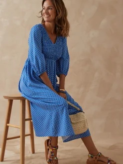 Robe longue à smocks