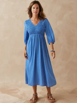 Robe longue à smocks