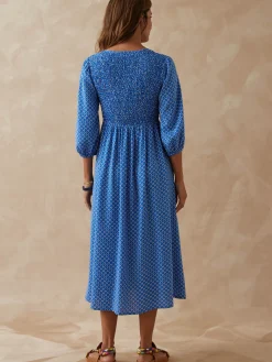 Robe longue à smocks
