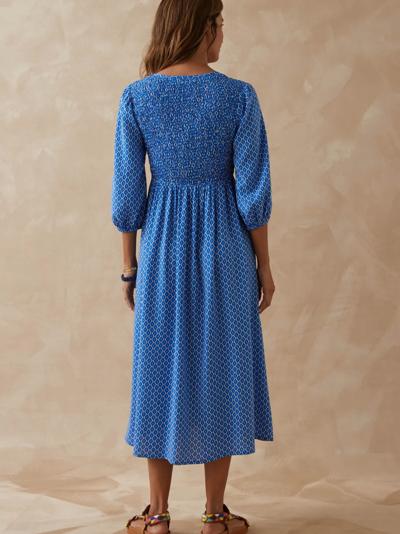 Robe longue à smocks