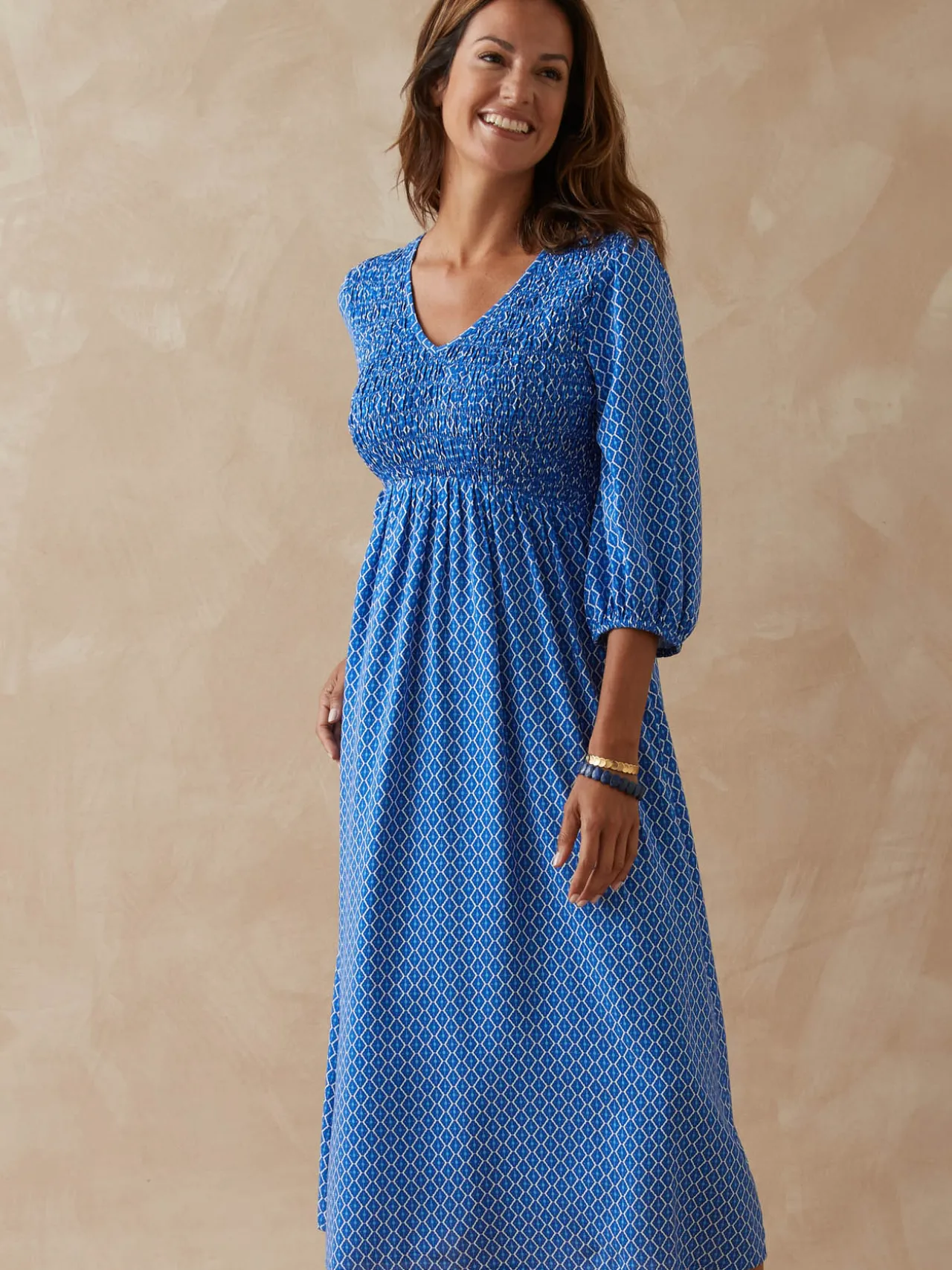 Robe longue à smocks