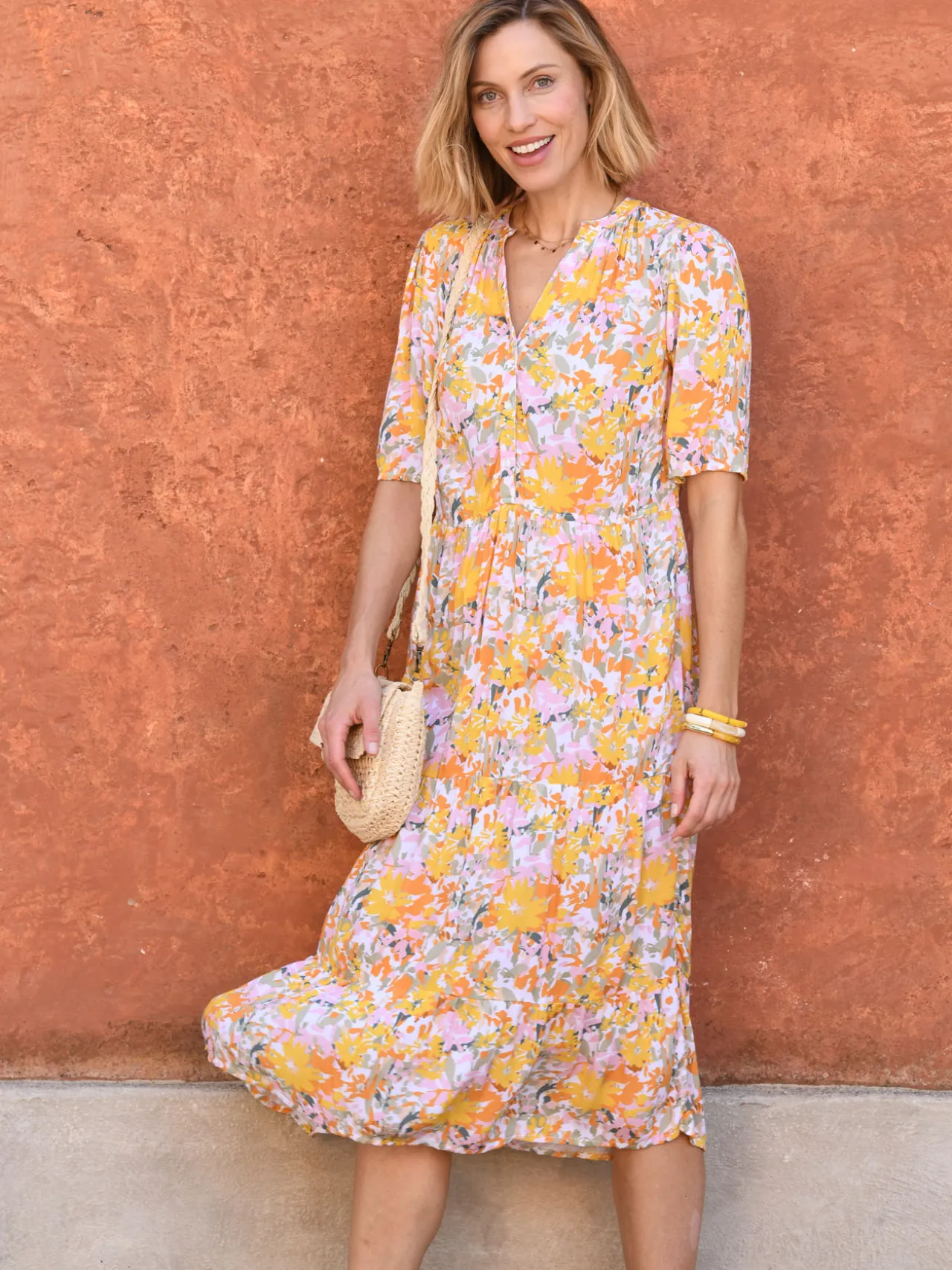 Robe longue à volants