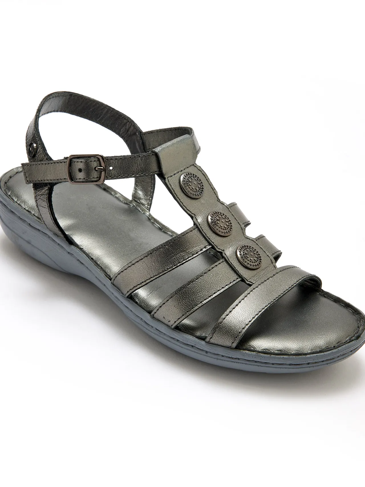 Sandales cuir à cabochon métal