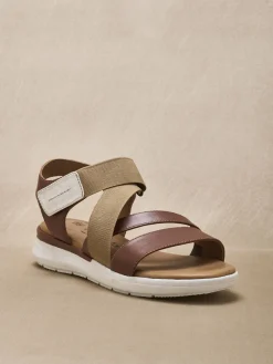 Sandales cuir à scratch et élastiques