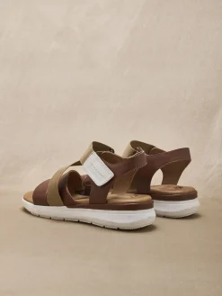 Sandales cuir à scratch et élastiques