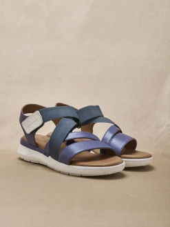 Sandales cuir à scratch et élastiques