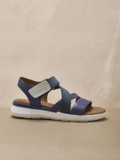 Sandales cuir à scratch et élastiques