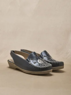 Sandales cuir ajouré élastiquées