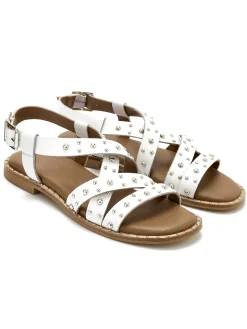 Sandales cuir détails cloutés