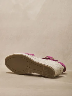 Sandales cuir velours