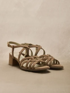 Sandales cuir velours